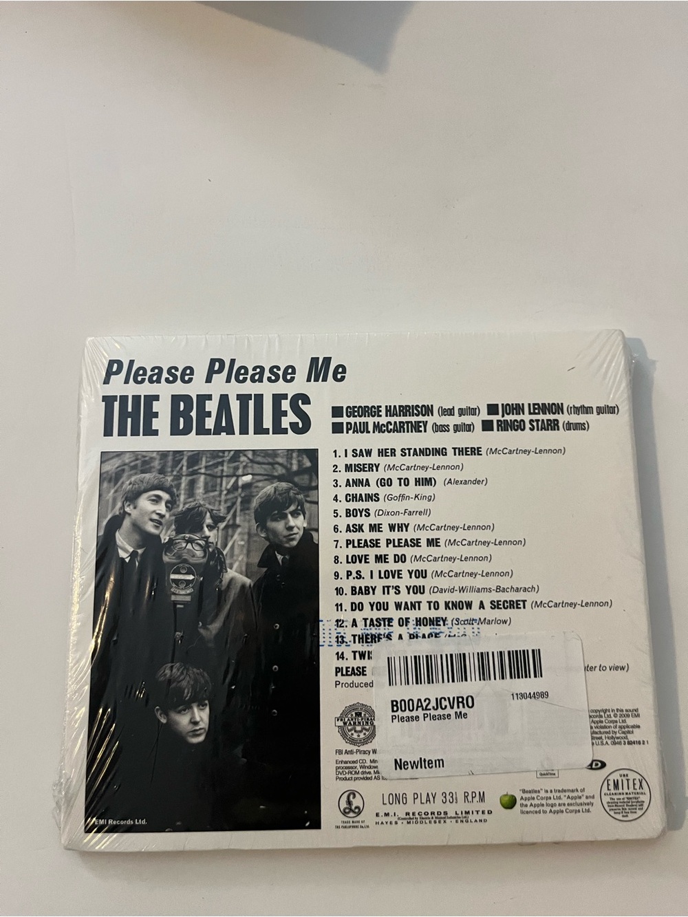 The Beatles "Please Please Me" Back Cover - Black & White Vintage Photo